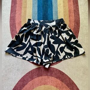 Black and cream satin swing shorts